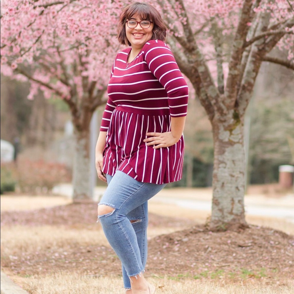 Zenana 3/4 sleeve babydoll shirt
